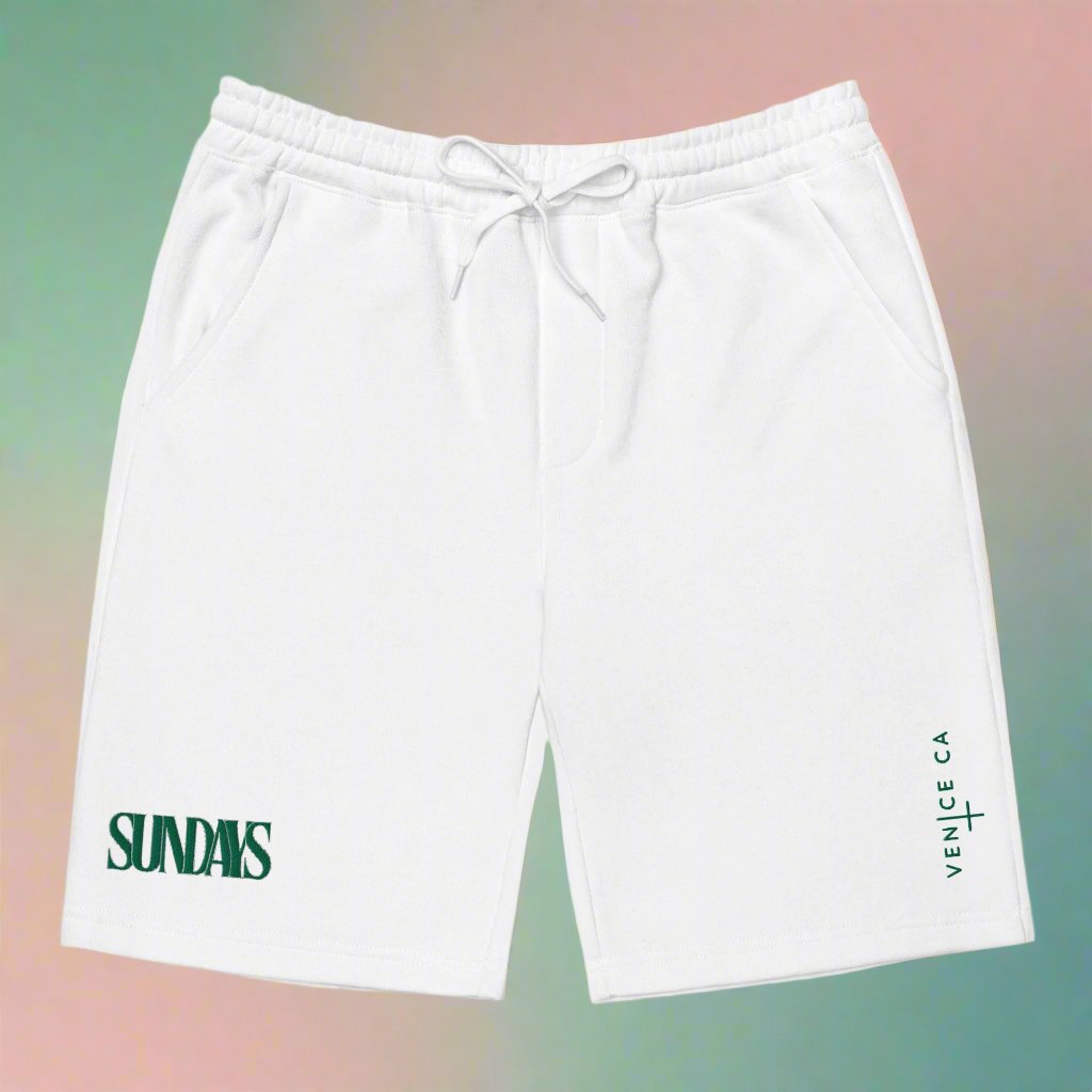 Sunday Basics: Green Embroidered Fleece Shorts