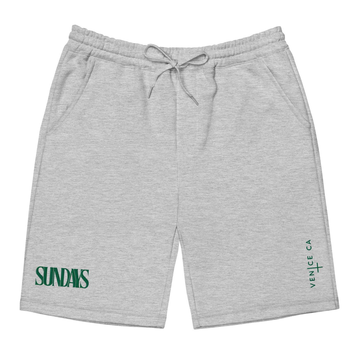 Sundays in Venice: Green Embroidered Fleece Shorts